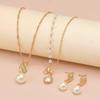 Pearl & Rhinestone Women's Necklace and Earrings Set - Spiral Design