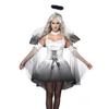 Cosplay Mascarade Halloween Costume Ange Blanc Démon Noir avec Ailes Tacheté
