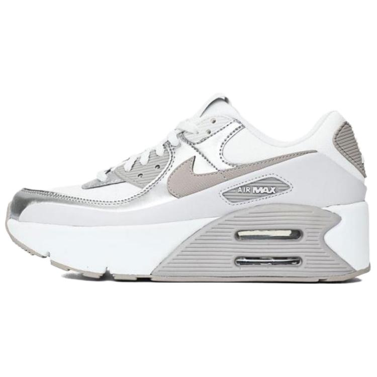 New Nike Air Max 90 LV8 Summit White Vast Grey Metallic Platinum College Grey Women's IB0170-101