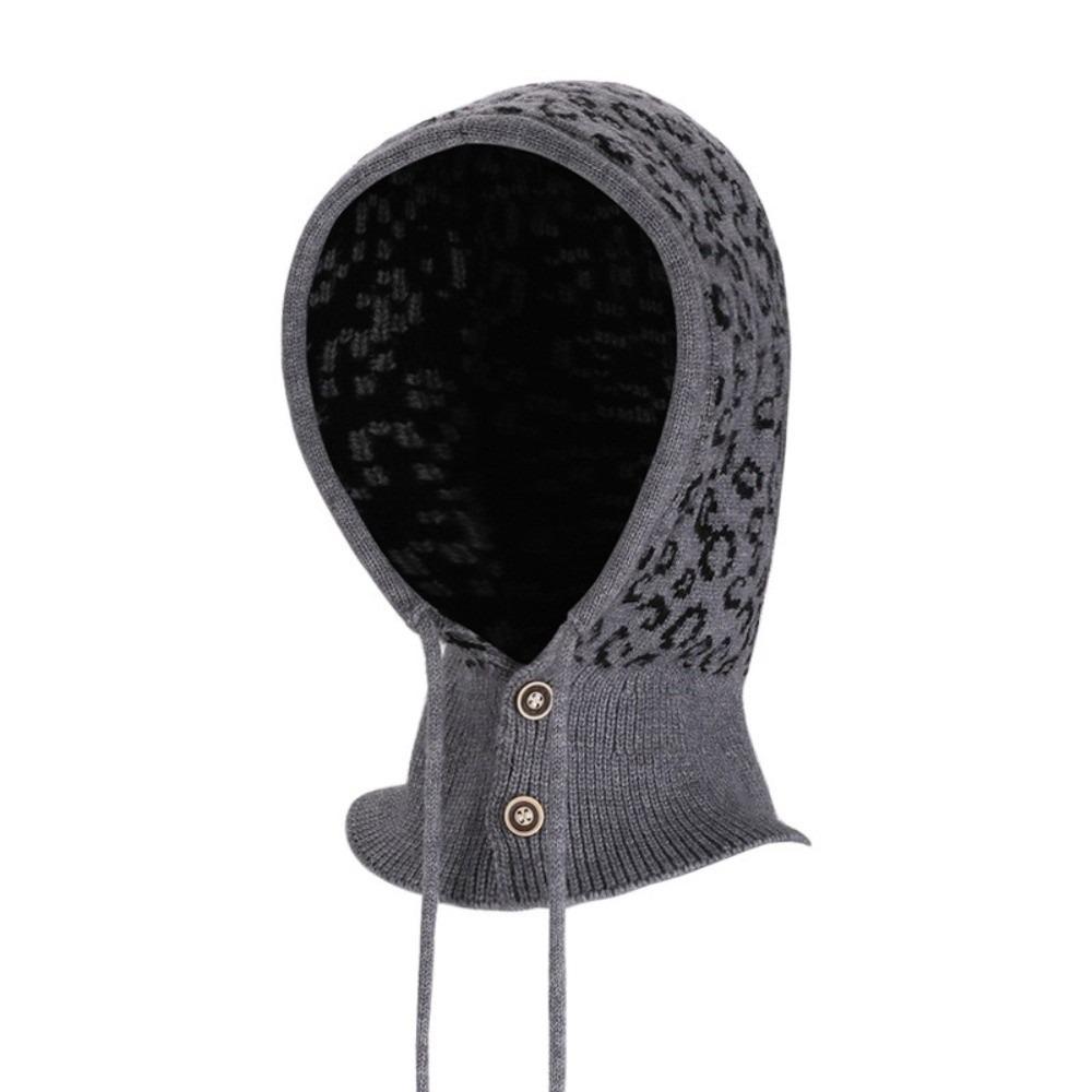 Warm Balaclava Hat Leopard Print Knitted Hooded Cap Fashion Ear Protection Hat Winter/Autumn
