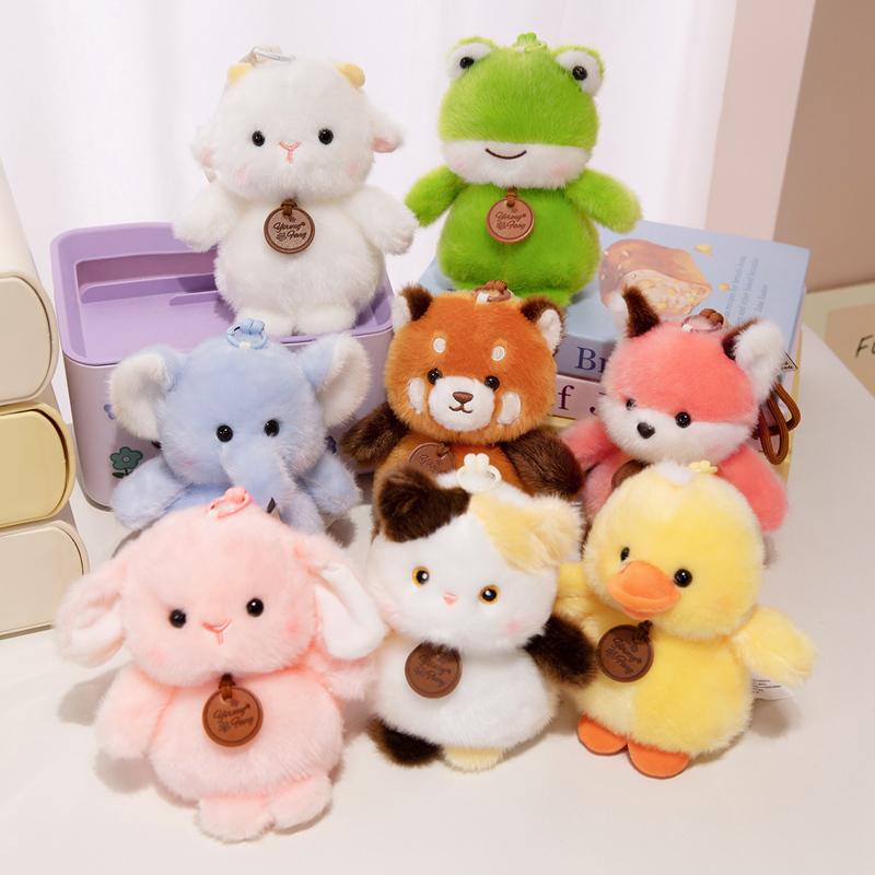 New Fragranc Little Animal Plush Hanging Toys Stuffed Cartoon Sheep Frog Duck Elephant Rabbit Fox Doll Cute Keychain Bags Decor