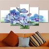 Light Blue Orchid Butterfly Canvas Wall Art - Modern Aesthetic Living Room Decor Set - Modular Posters Home Decoration