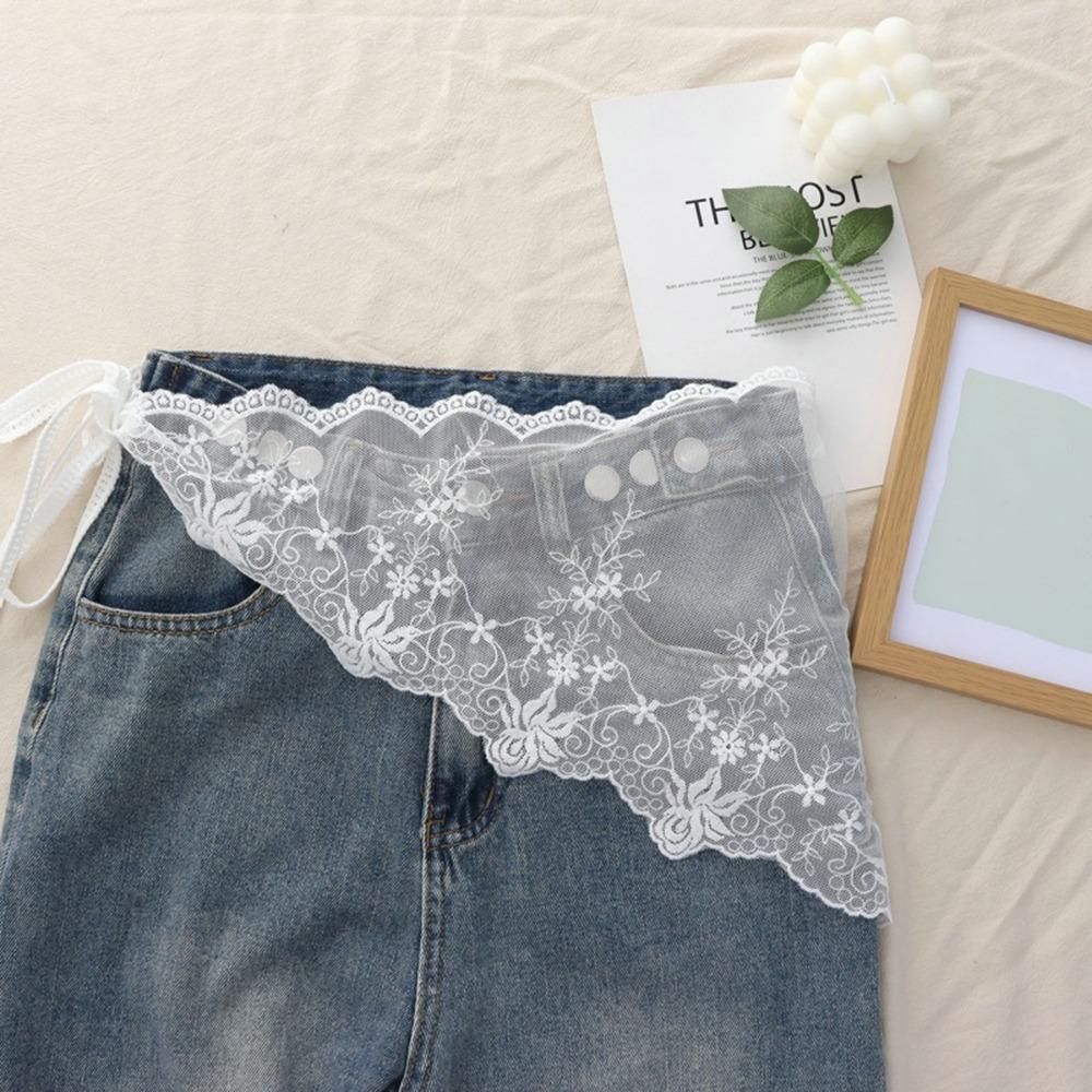 Lace Trim Triangle Short Skirt Soft Lace Butt Curtain Skirt New Waist Scarf For Women
