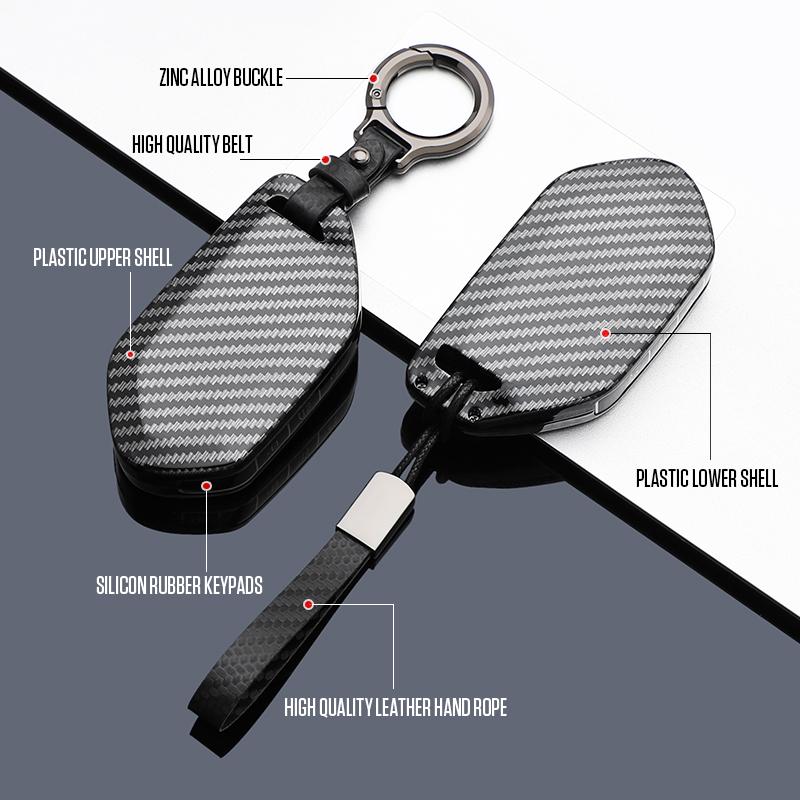 Coque de protection de clé de voiture Style Carbone ABS à 9 Boutons pour Clé Intelligente à Distance Kia EV9 EV6 EV5 2024 2025