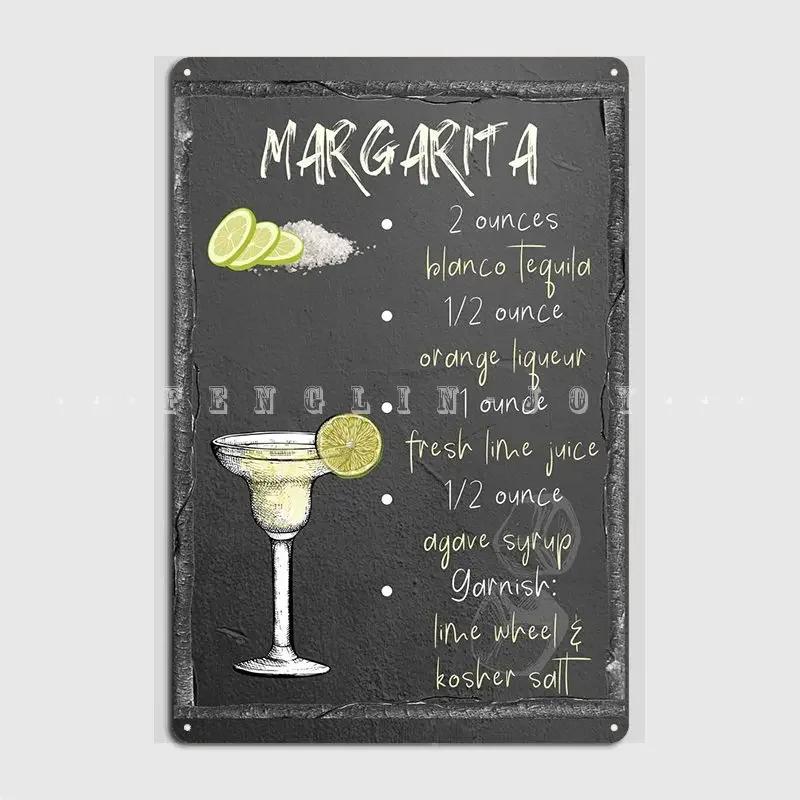 Margarita Cocktail Recipe Metal Sign Pub Club Bar Designing Wall Decor Tin Sign Poster
