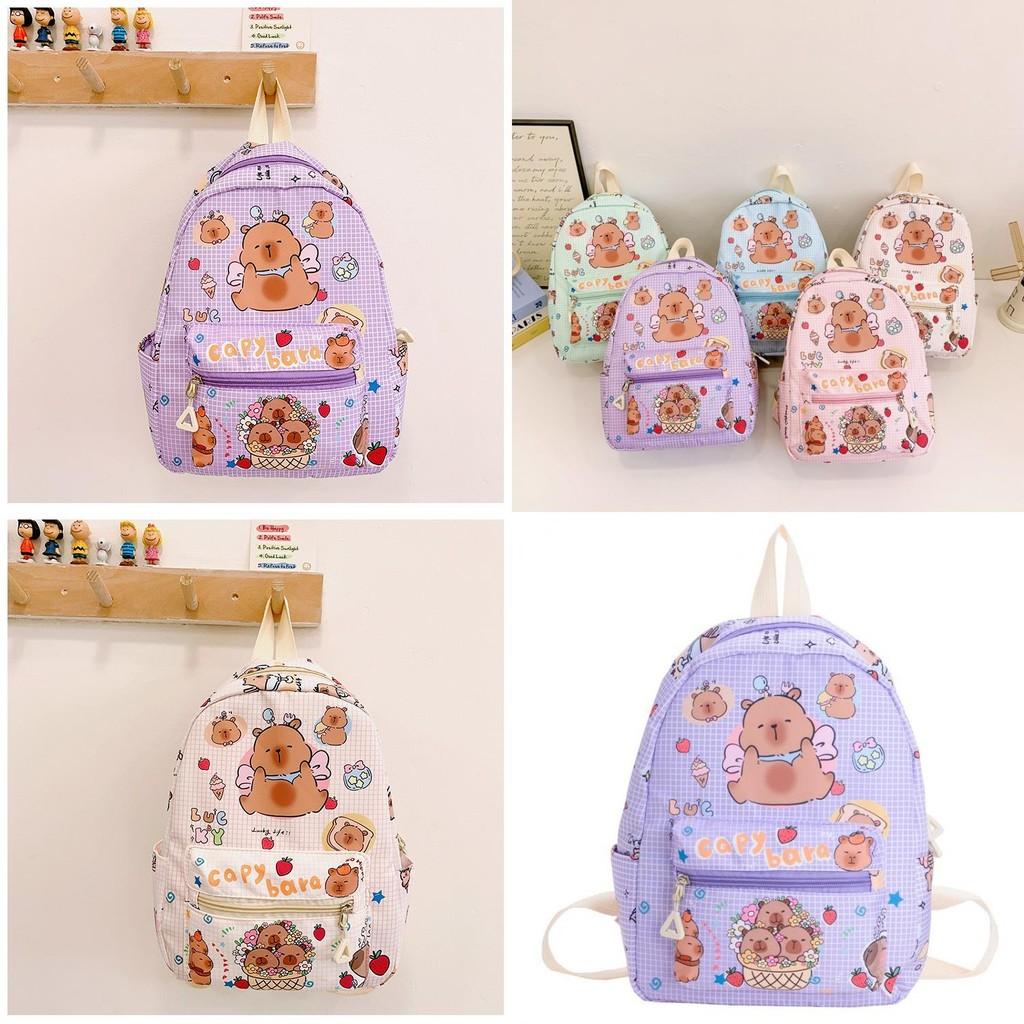 Delightful Capybara Children's Backpack Soft Nylon Material For Comfort And Ease