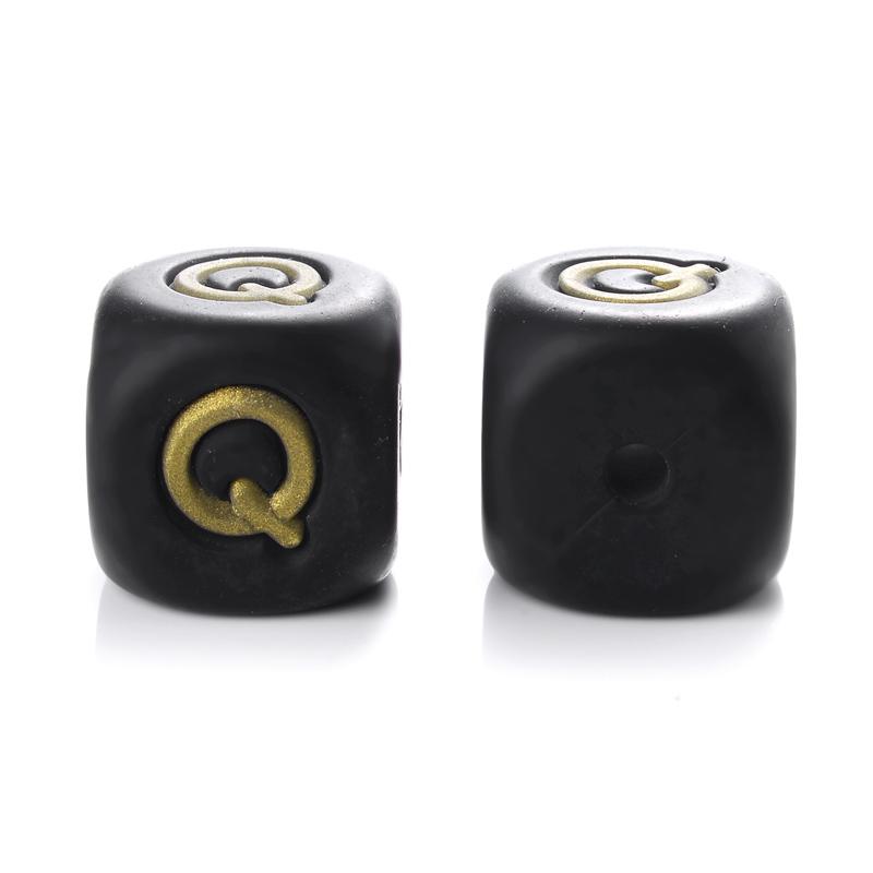 12mm 10Pcs Silicone Black+Gold Letters Beads English Alphabet Letter Beads for Baby Teething Teethers Shower Gifts BPA Free