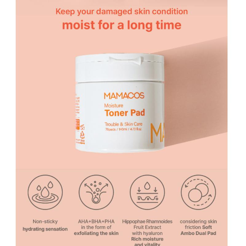 Увлажняющие тонер-диски Mamacos 140 мл 70 шт. Toner Pad 140ml 70pcs