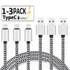 1-3Pcs USB Type C Cable Fast Charging Battery Charger Wire Woven Nylon Data Cable Mobile Phone Charger For Huawei Samsung USB C