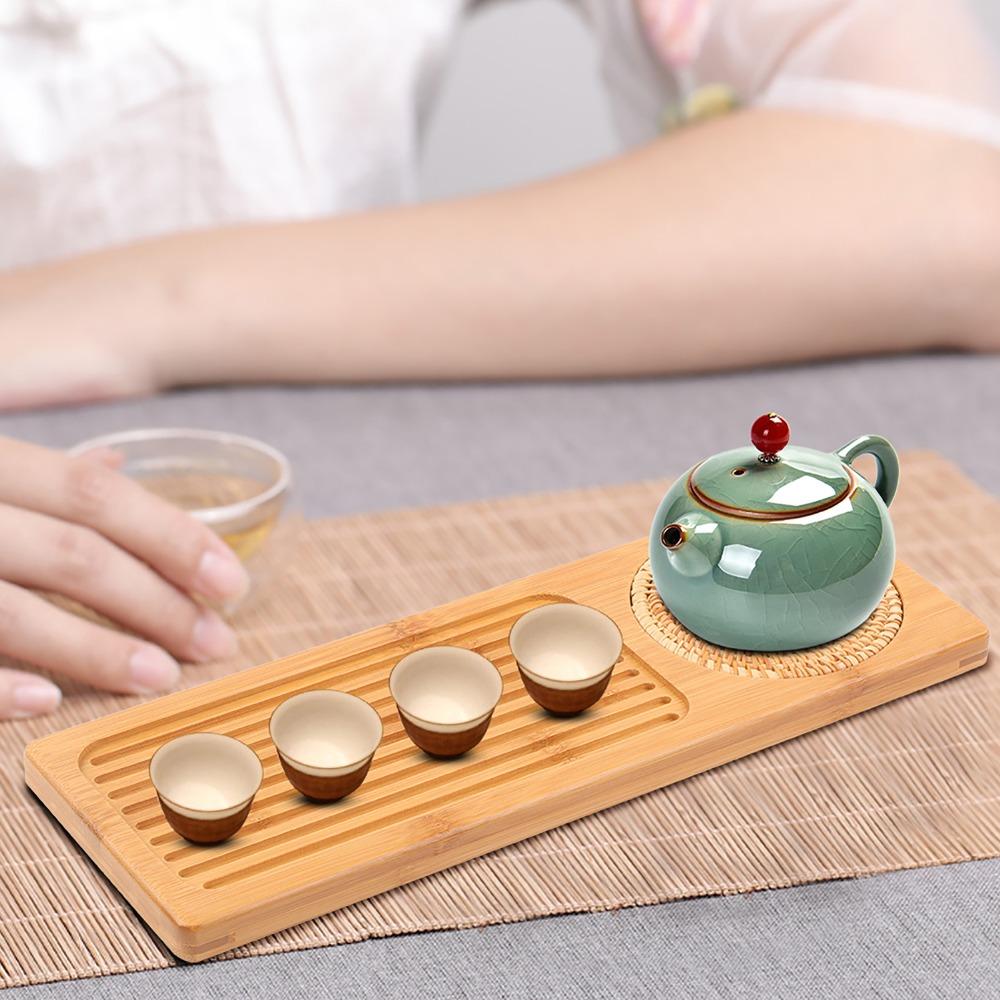 Rectangular Shape Kung Fu Tea Table Wooden Material Tea Serving Tray Portable Tea Table Office Use