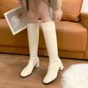 Autumn New Women Knee High Boots Outdoor Fashion Anti Slip Shoe Thick Heeled Skinny Ladies Boot Casual Comfortable Shoes Botas
