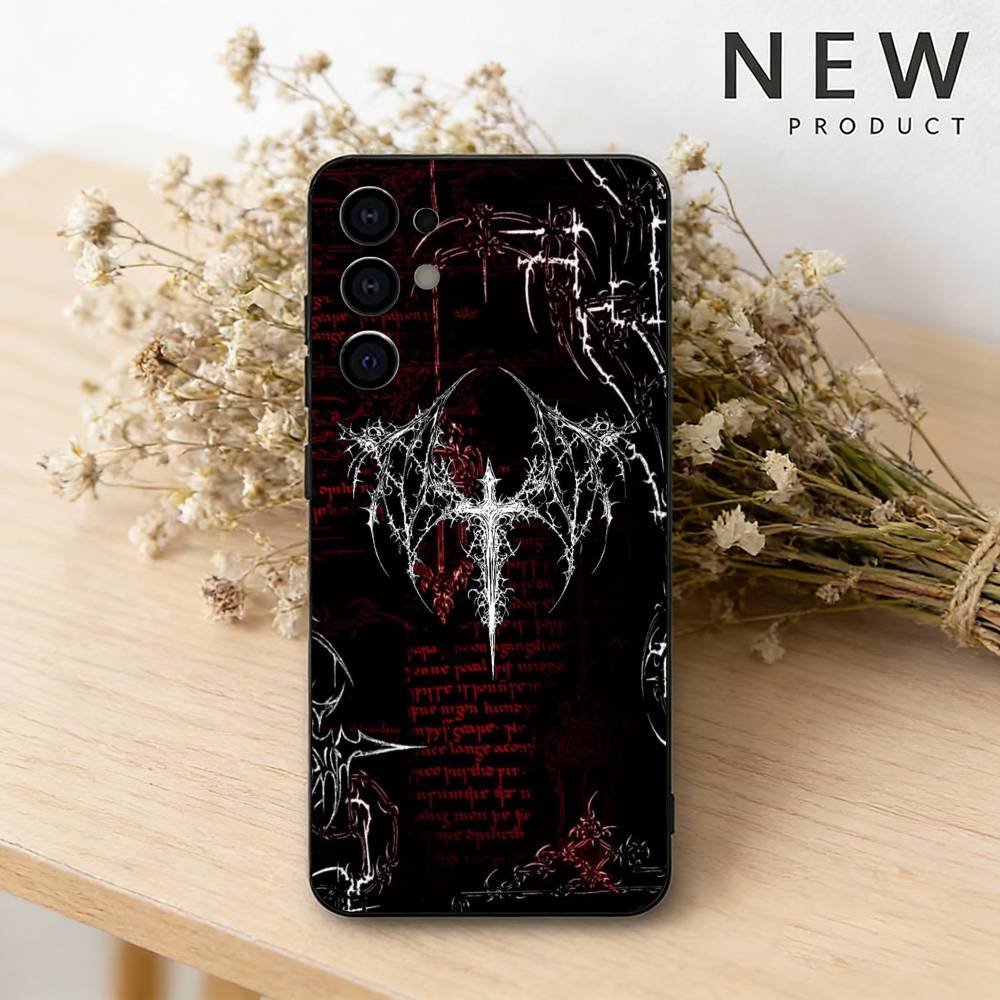 

Gothic Cyber Sigil Cross phone Case For Samsung S26,25,24,21,22,23,30,20,Ultra,Plus,Fe,Lite Black Soft Cover Samsung S20fe