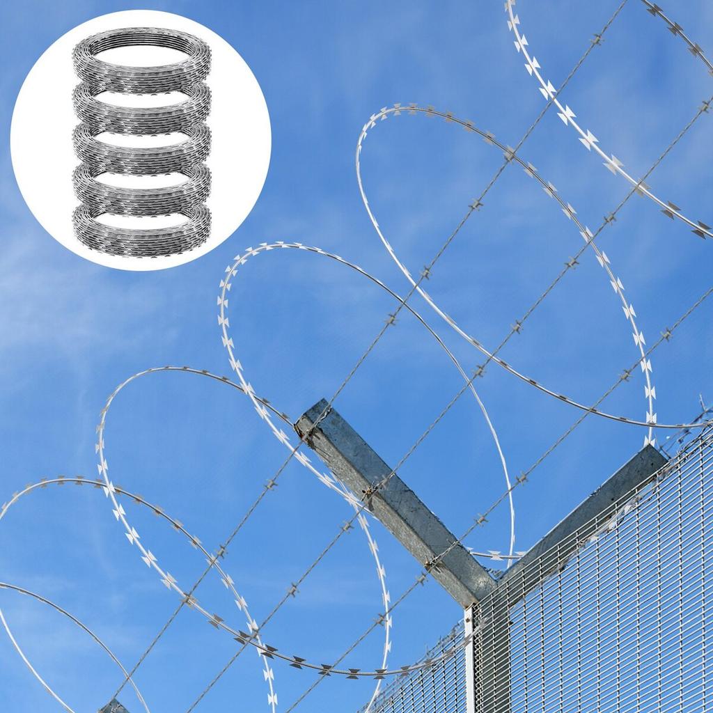 Razor Wires, 246 ft Razor Barbed Wire, 5 Rolls Razor Wire Fencing Razor Fence, Razor Ribbon Barbed Wire Galvanized Razor Wire Fence, Rolls Razor for