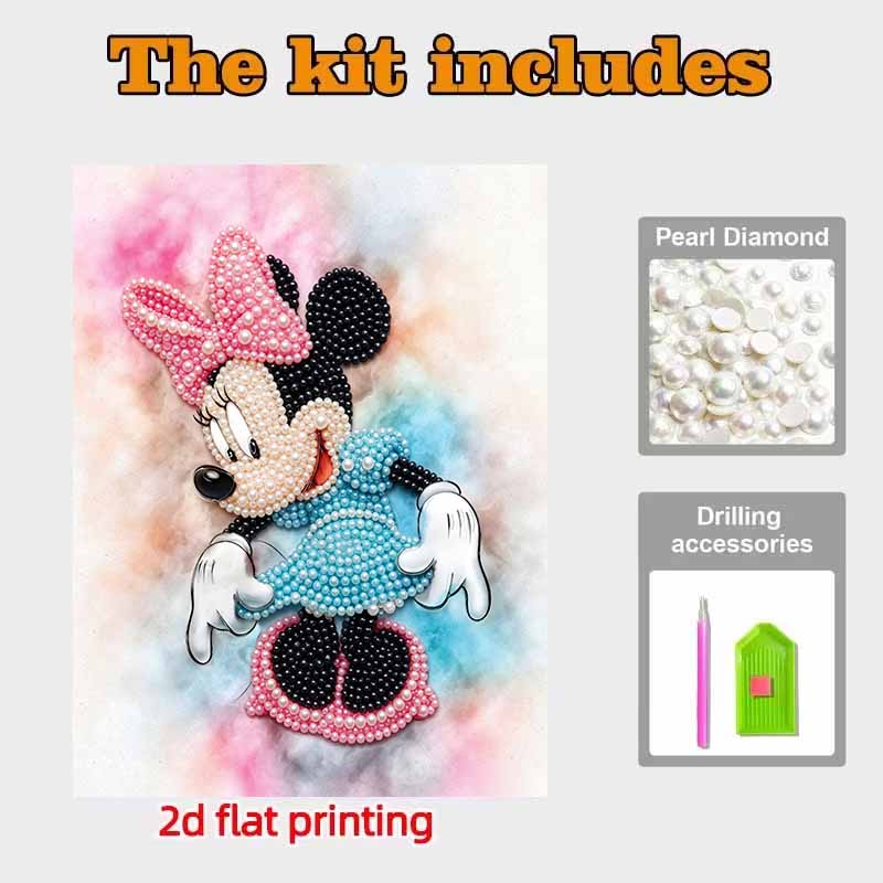 Disney Pearl Art Painting Home Wall Decor Minnie Mouse Pearl Gemstone Painting Picture Crafts Adult/Beginner Gift Creative Home Decor Unframed