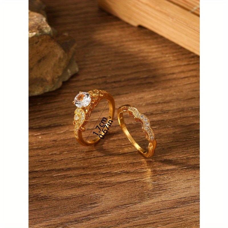 

Vintage pattern set rings are suitable for Independence Day, Thanksgiving and other holidays, shining main stone with delicate secondary rings No. 10 золотой