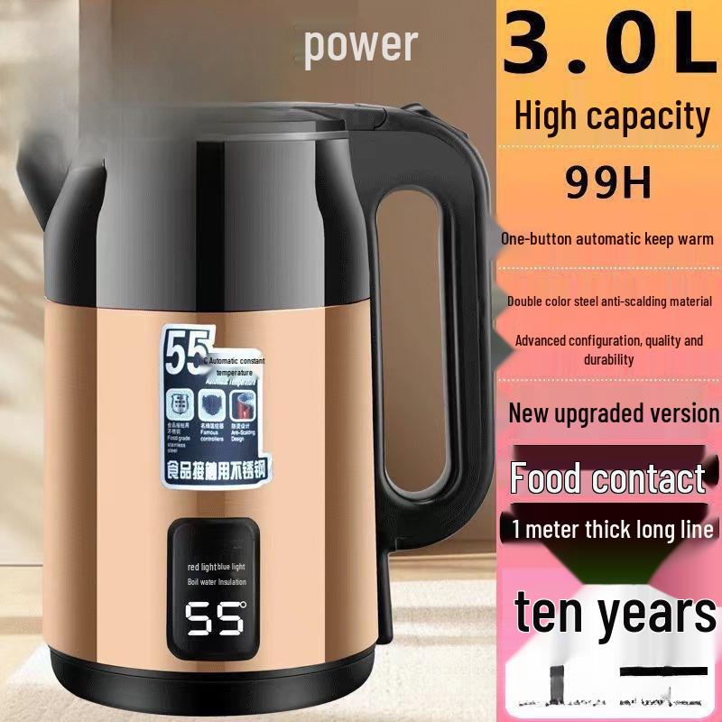 Large Capacity Electric Kettle with Auto Power-Off and Anti-Dry Burn Protection