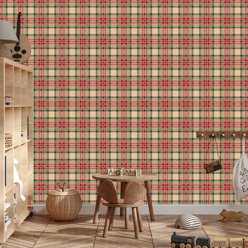 Christmas Autumn Plaid Wallpaper Red and Brown 50x1000