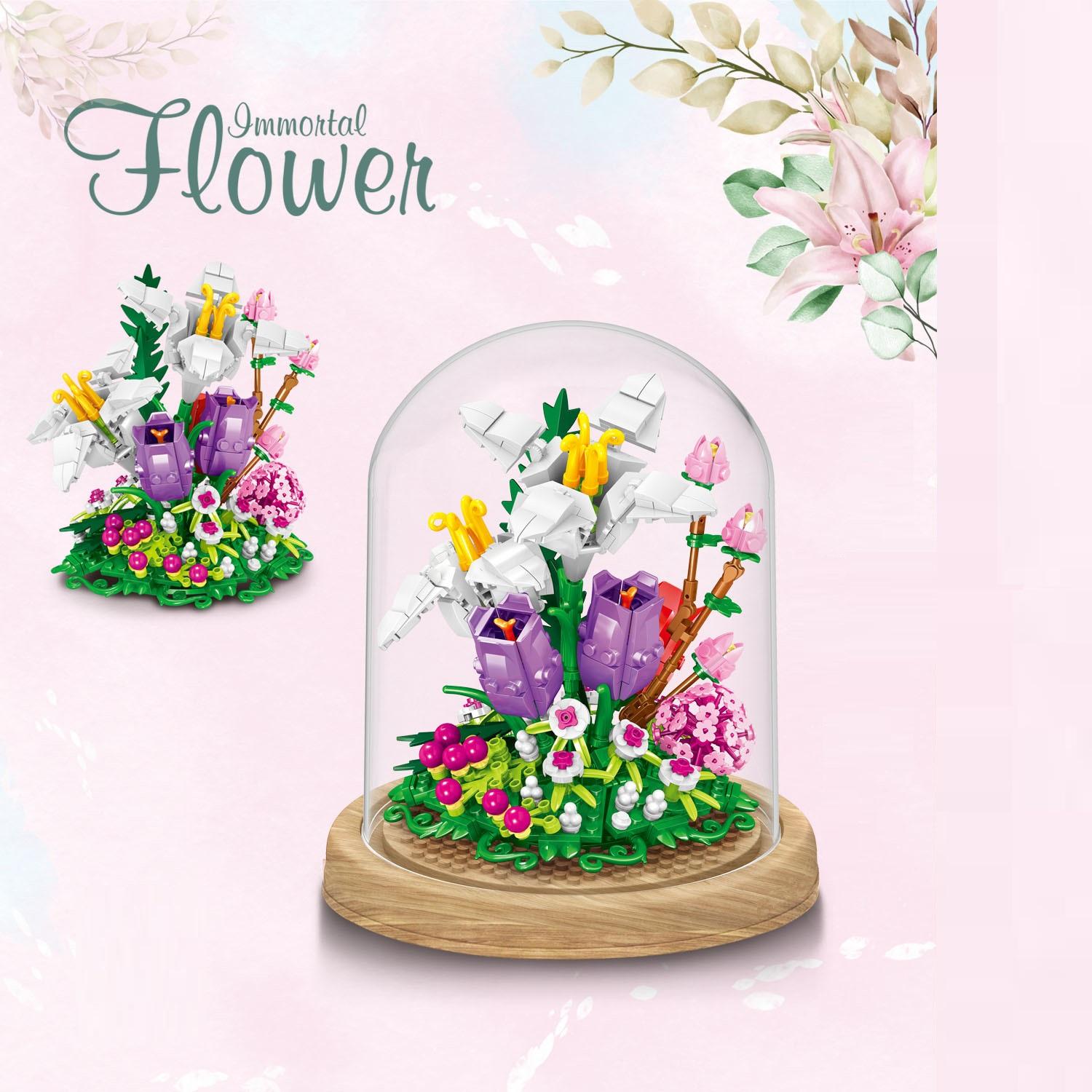 2022 Kreativität Unsterbliche Blume Blüten Sukkulente Bausteine ​​Ziegel Modell Kinder Spielzeug Kompatibel mit Lego 25cm x 16cm