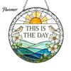 Elegant Courtyard Ornament Sea Glass Style Acrylic Suncatcher, Colorful Light Catching Hanging Ornament, Decorative Catcher for Garden Sun Home