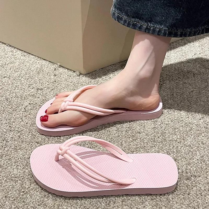 Damen Flip-Flops Sommerschuhe, Bonbonfarben, Flache Sandalen für Damen, Zum Hineinschlüpfen, Anti-Rutsch Weiche Sohle, Strand Komfortschuhe