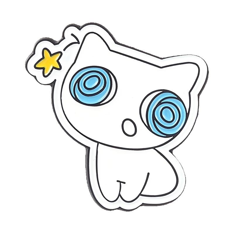 

ADHD Creature Enamel Pins Dancing Cat Brooches Mental Health Care Badges Cute Animal Cartoon Jewelry Gift for Kids Friends