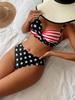 2026 European and American Color Block High-Waisted Tummy-Concealing Bikini Swimsuit
