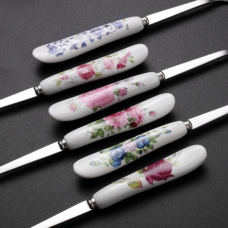 Creative Multi-Color Ceramic Mixing Spoon with Long Handle & Stainless Steel Glaze