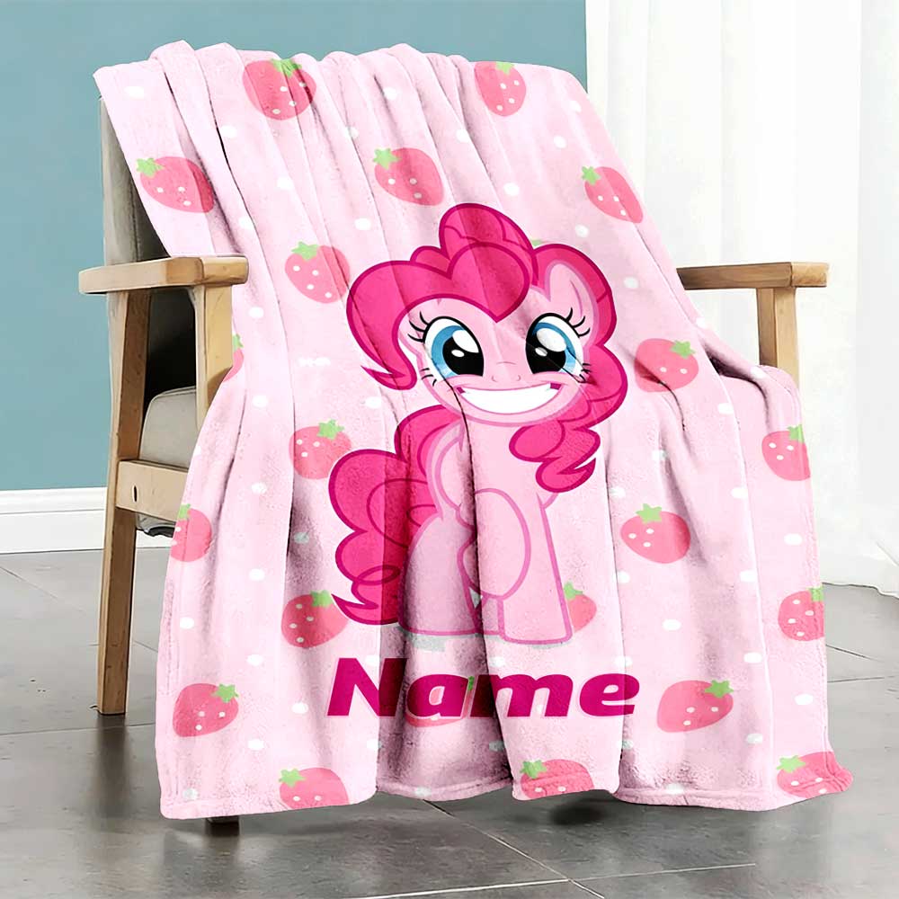 Little Pony (12) Customize Your Name Blanket Throw Personalized Blanket Soft Warm Cozy Perfect for Office Livingroom Nap Bed for All Occasions