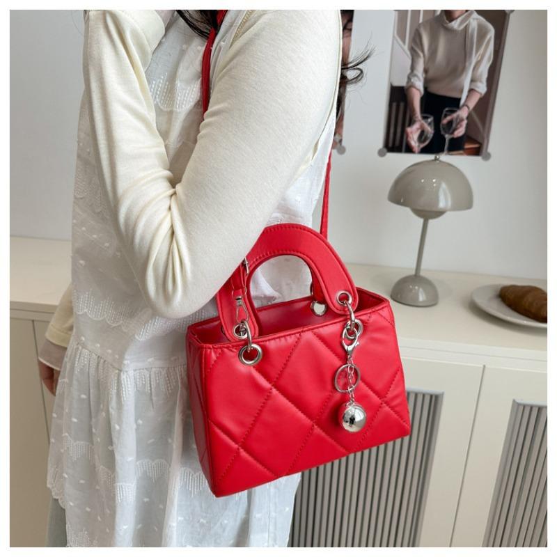 Rhombus Embroidery Thread New Trendy Fashion Large Capacity Shoulder Crossbody Hand Carry Small Square Bag