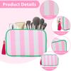 Travel Makeup Bag Portable Tassel Toiletry Bag with Zipper Fashionable Stripe Multi-purpose Storage Bag for Skincare Haircare