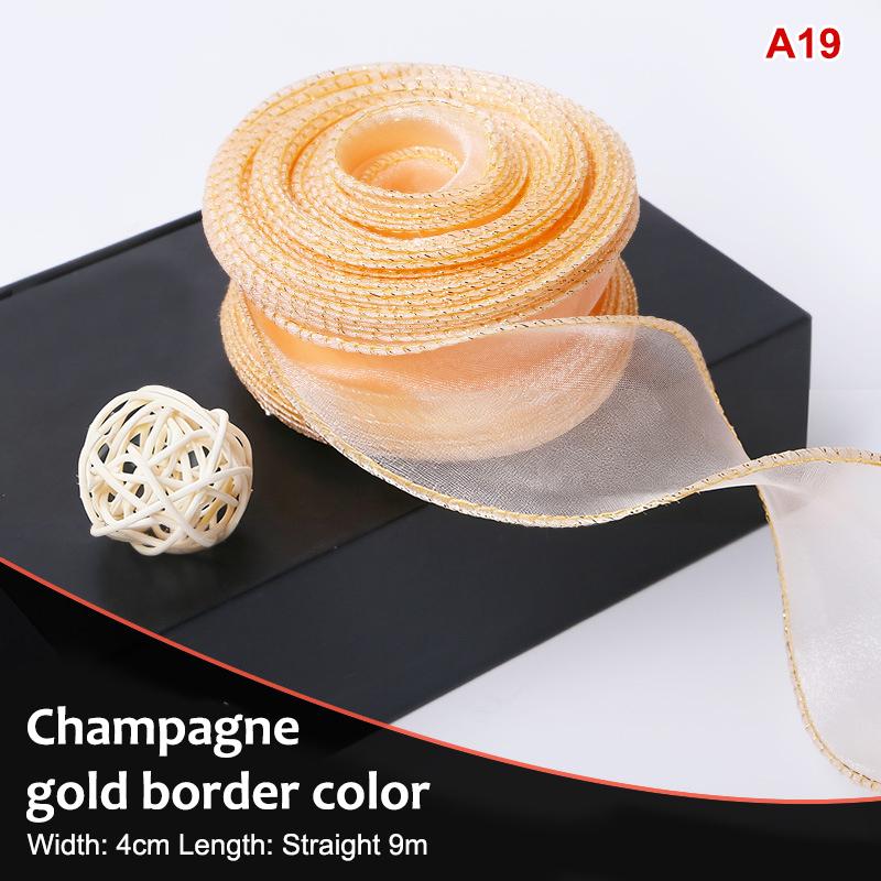 10Yards Organza Solid Color Ribbon 4Cm Wavy Edge Ribbon For For Flower Bouquet Gifts Packaging Party Decorations Diy