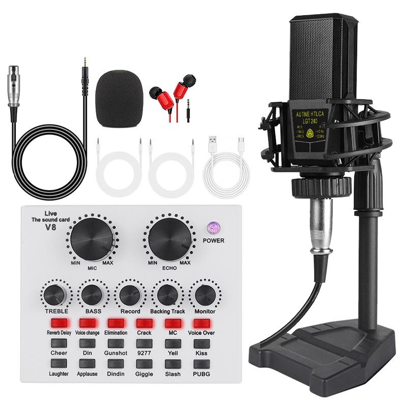 V8s English Sound Card Device: Desktop and Mobile Live Broadcast & Recording Set