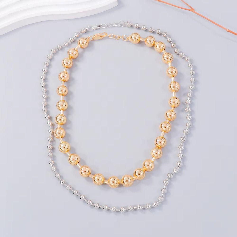 Temperament Double-layer Beaded Necklace Fashion Clavicle Chain  Daily Wear