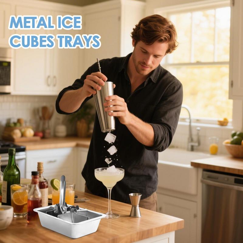 6 Cavity Stainless Steel Freezer Ice Block Mold Large Cubes Easy Release Mould for Food Storage Meal Prep Beverage Making
