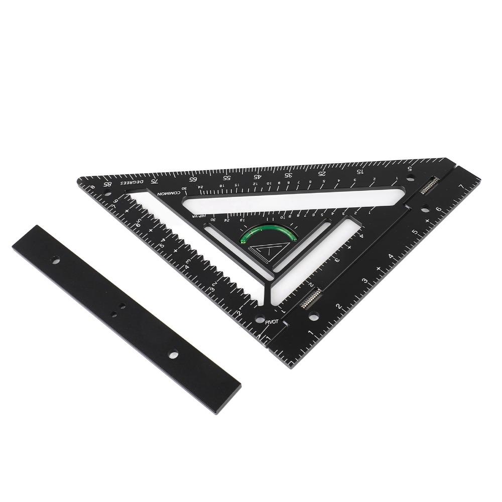 3pcs Black Carpenter Square Aluminium Alloy Framing Square Precise Triangle Ruler Flatwork