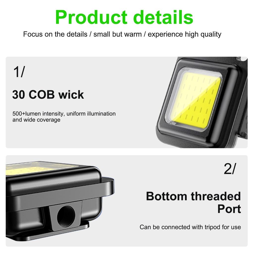 Fonken Mini LED Flashlight Keychain Light Multifunctional Portable COB Camping Flashlights USB Charging Work Lights fishing Lanterna