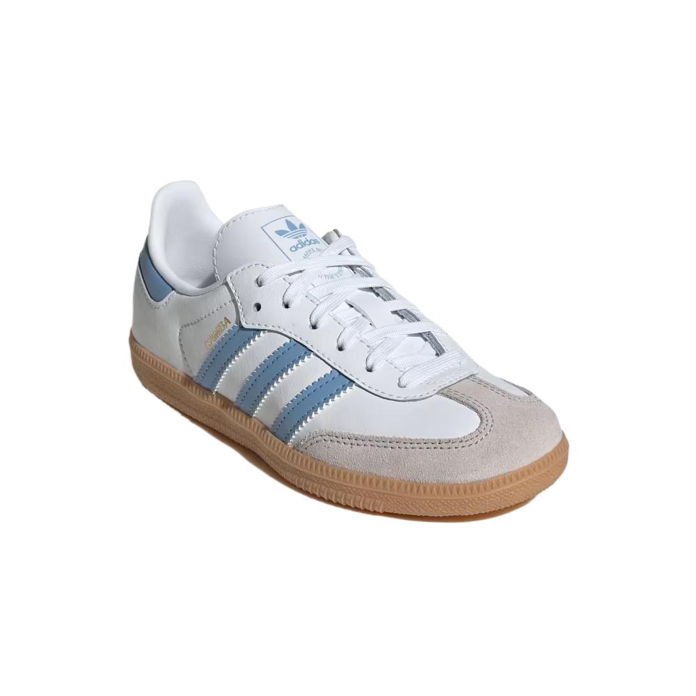 Adidas Originals Samba Og Leather Comfortable Soft Versatile Fashion Low-Top Kids Sneakers Kids Sneakers Cloud-White Gray Blue JQ2828