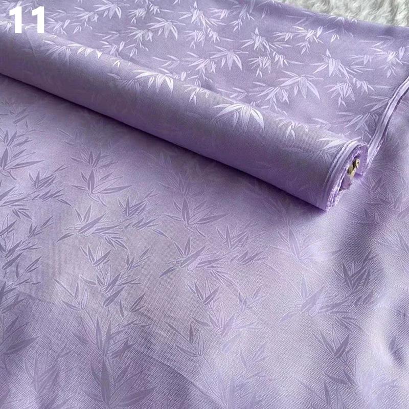 50x114cm Chinese Style Retro Luxury Mulberry Silk Fabric Bamboo Leaf Pattern FabricAncient Hanfu Costume Cheongsam Apparel