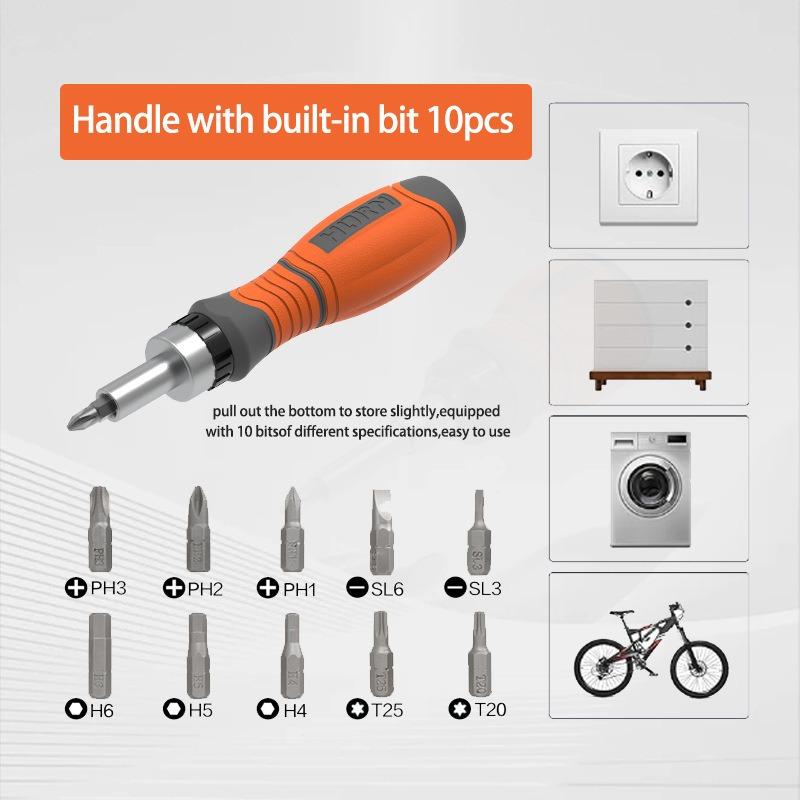 10 In 1 Portable Ratchet Screwdriver Hidden Screwdriver Head Multi Angle Corner Capable Multifunctional Screwdriver Tools