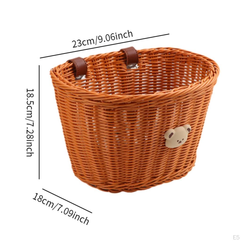 Bike Basket for Adults Kids or Scooter with Adjustable PU Straps