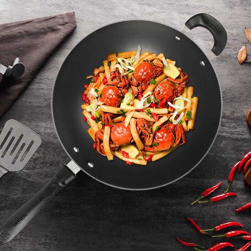 SUPOR FC34E15 34cm Unbeschichteter Gusseisen-Wok