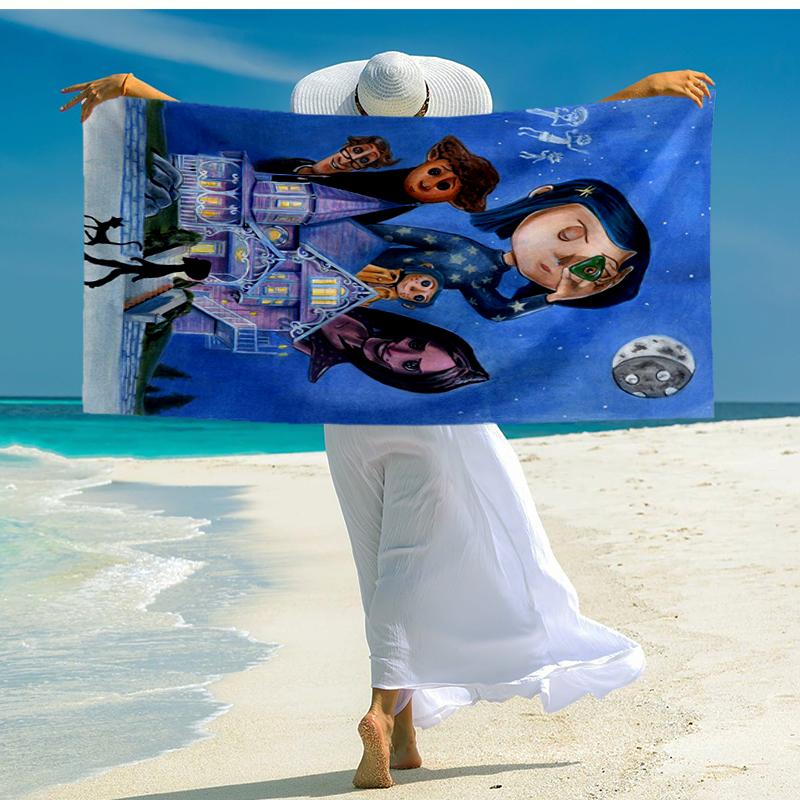Moonlit Mystery Cora-line Beach Towel, Super Soft Microfiber, Gift for Her/Him, Birthday, for Pool, Beach, Travel, Home Decor Fan gifts