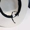 Braided Flat Top Straw Hat - UV Protection, Summer Vacation Style with Letter Logo for Men and Women