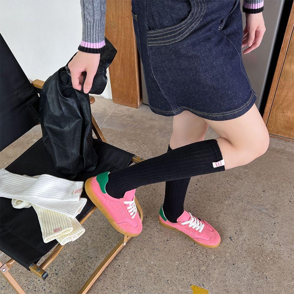 Pure Cotton Knee-high Socks Solid Color Lower Leg Socks New Long Tight Socks  Fall Winter