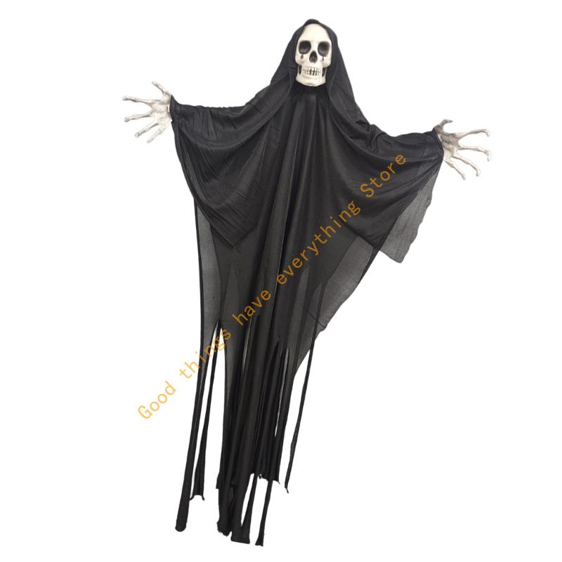 55KF Halloween Geisterpuppen Dekorationen Auffälliges Totenkopfkopf Ornament Schreckliche Festliche Verzierungen für Außenbereich