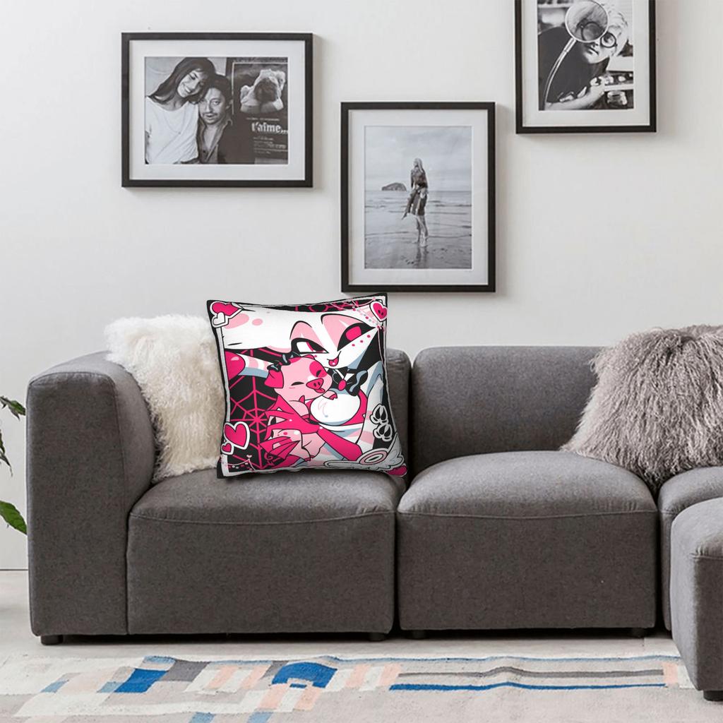Hazbin Hotels Pillow Case Angel Dusts And Fat Nugget Cushion Cover Soft Graphic Pillow Cover Retro Trendy Pillowcases