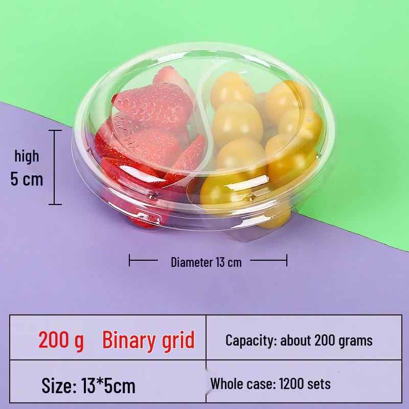 Transparente runde Einweg-Salatschale mit dreigeteilter Obstschale