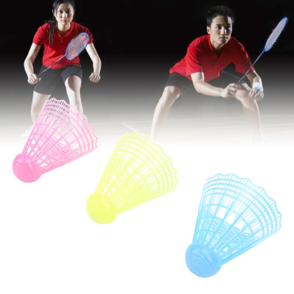 3Pcs LED Badminton Shuttlecocks Blue Yellow Pink Nylon Lighting Glow In The Dark Night Badminton Birdies for Indoor Outdoor