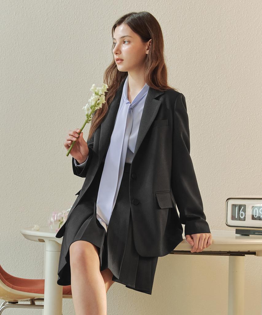 ZEROSTREET Basic Pleated Skirt / Charcoal