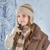 3-teiliges Set mit Mützen, Handschuhen und Schal für Kinder, trendige gestreifte Strickmütze für Jungen und Mädchen, Baby, Winter, plus Samt-Ohrschutzkappen für Kinder, warme Artikel